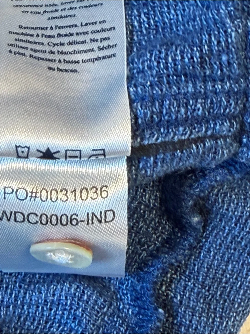 Faherty Dress XXL Isha Basketweave Indigo Blue 100% Linen Knit Pintuck Pockets - Picture 7 of 11